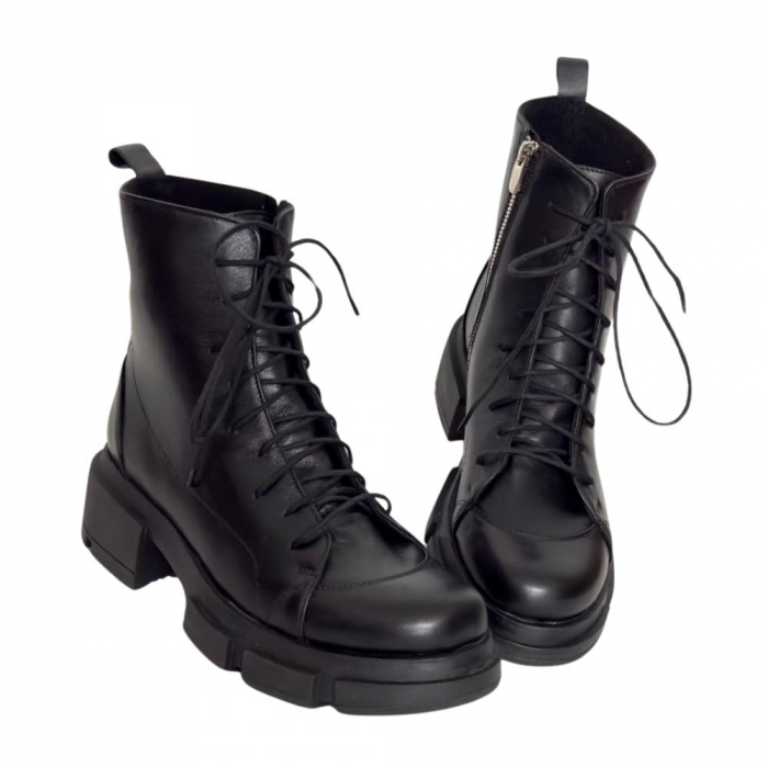 Ghete dama din piele naturala cu talpa usoara Edina Black, 38 [3]