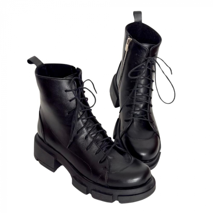 Ghete dama din piele naturala cu talpa usoara Edina Black, 38 [2]