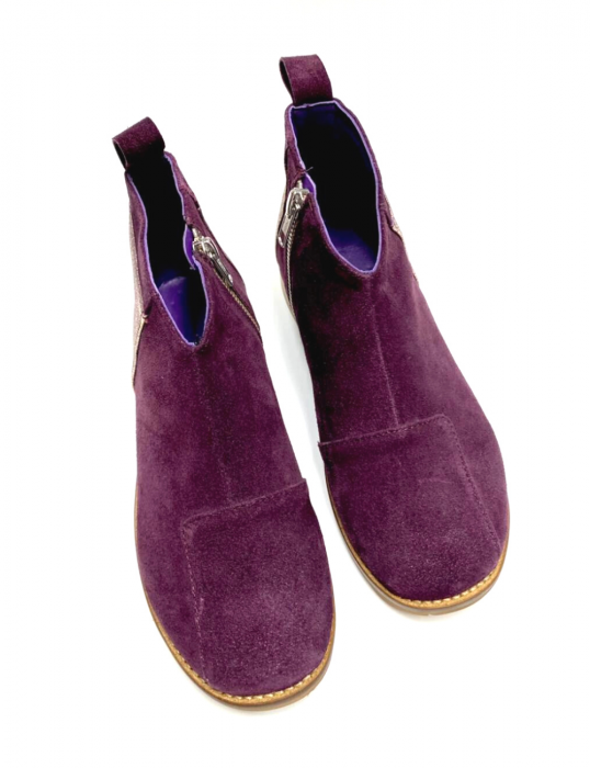 Ghete din piele intoarsa cu talpa joasa Mavi Burgundy [3]