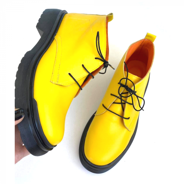Ghete din piele naturala cu talpa joasa Yellow Maraj, 38 [3]