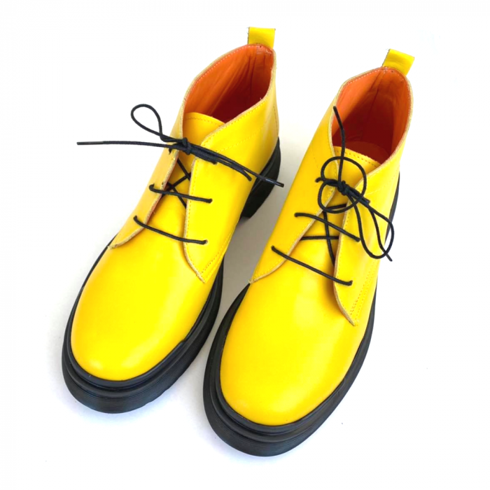 Ghete din piele naturala cu talpa joasa Yellow Maraj, 38 [2]