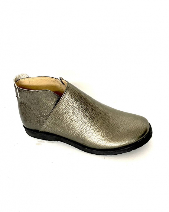 Ghete din piele naturala cu talpa joasa Bronz Edna [5]