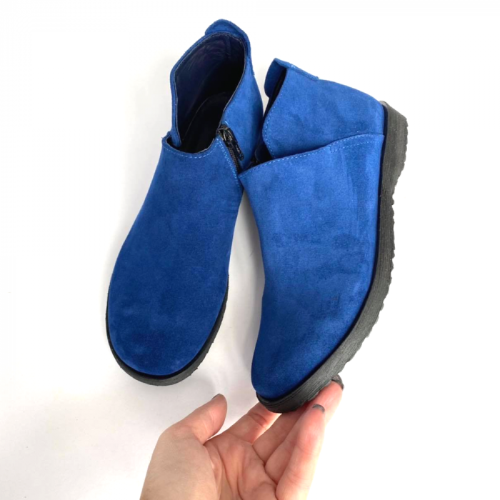 Ghete din piele intoarsa cu talpa joasa Blue Edna [4]