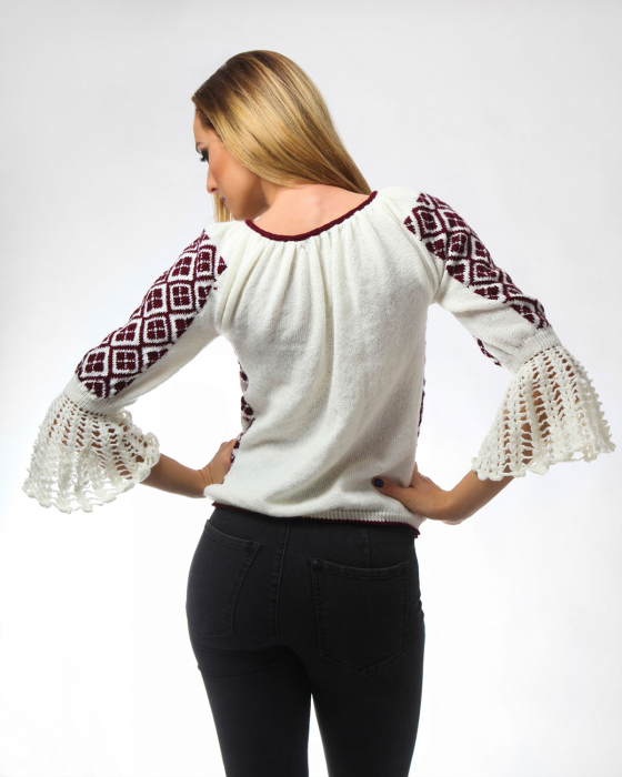 IE tricotata cu model floral si maneci lungi Onibon, M [3]