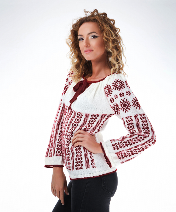 IE tricotata cu model traditional grena Onibon [2]