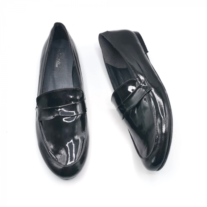 Mocasini dama din piele naturala lacuita Sabina Black, 37 [3]