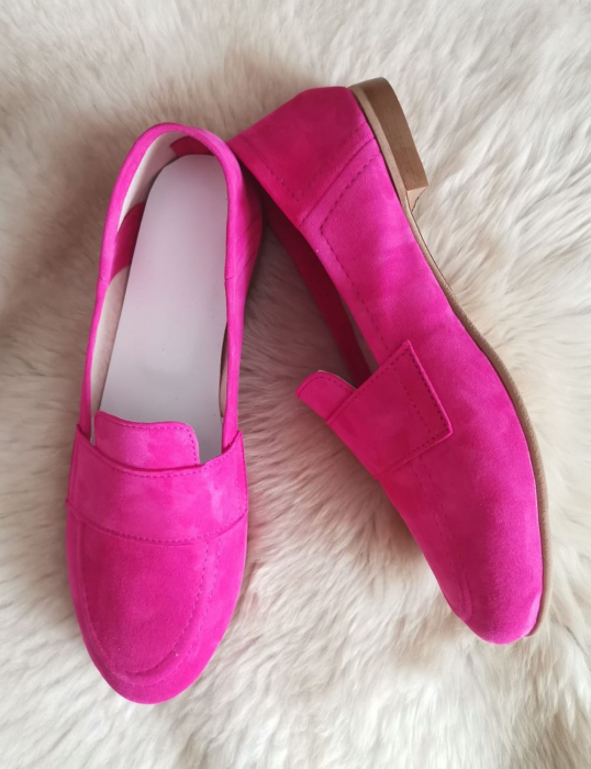 Mocasini din piele intoarsa fucsia Dori, 35 [2]