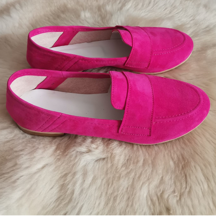 Mocasini din piele intoarsa fucsia Dori [4]