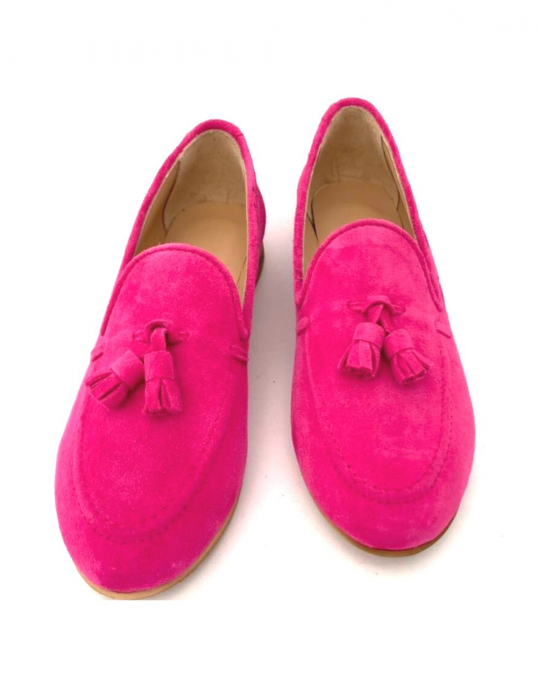 Mocasini din piele intoarsa fucsia Kara [4]