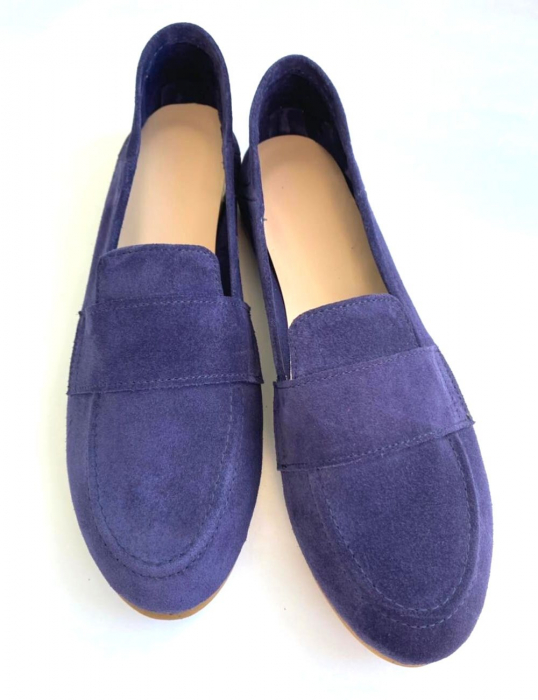 Mocasini din piele intoarsa indigo Dori [2]