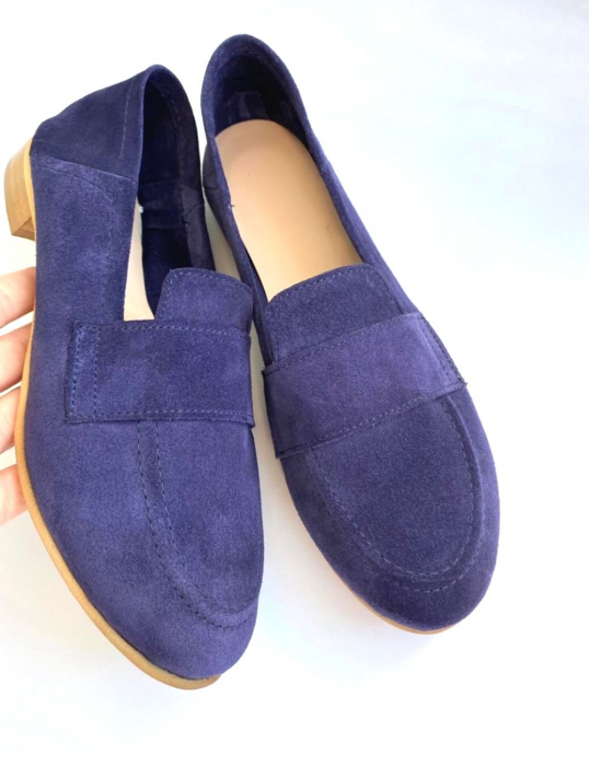 Mocasini din piele intoarsa indigo Dori [4]