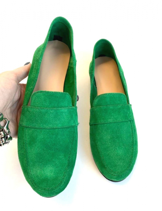 Mocasini din piele intoarsa verde Dori [4]