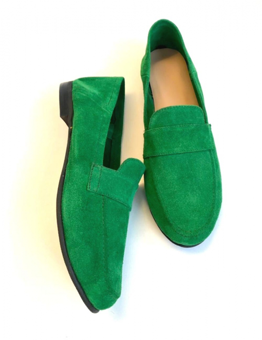 Mocasini din piele intoarsa verde Dori [5]
