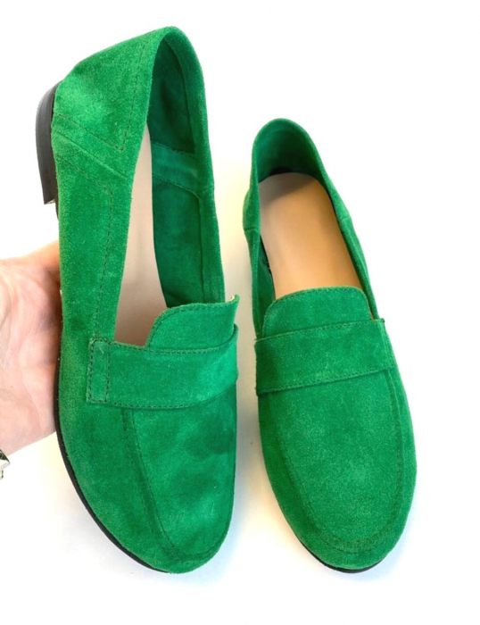 Mocasini din piele intoarsa verde Dori [3]