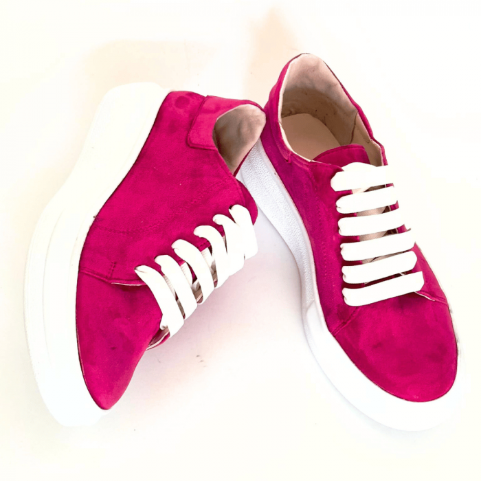 Pantofi sport dama din piele intoarsa cu talpa usoara Vale Fucsia [2]