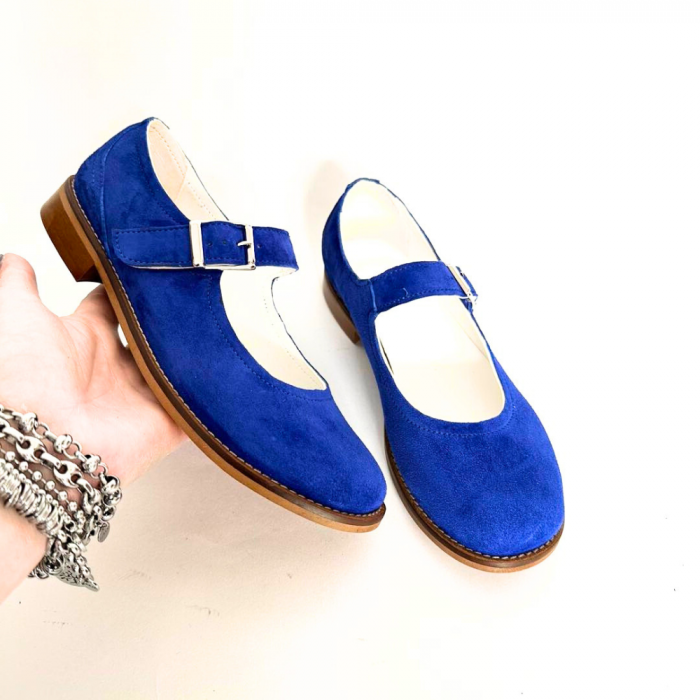 Pantofi dama din piele naturala cu bareta Dara Blue [5]