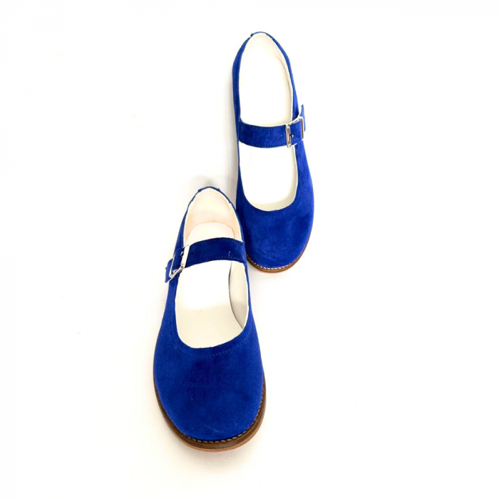 Pantofi dama din piele naturala cu bareta Dara Blue [4]