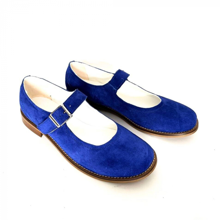 Pantofi dama din piele naturala cu bareta Dara Blue [2]