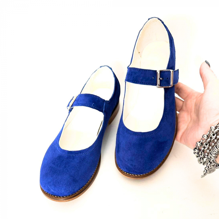 Pantofi dama din piele naturala cu bareta Dara Blue [3]