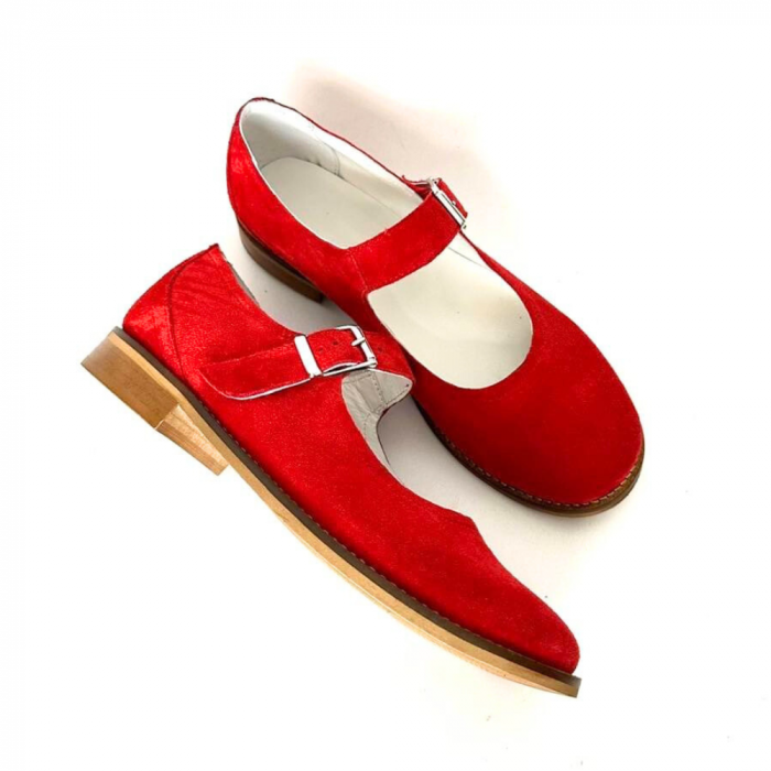 Pantofi dama din piele naturala cu bareta Dara Red [2]