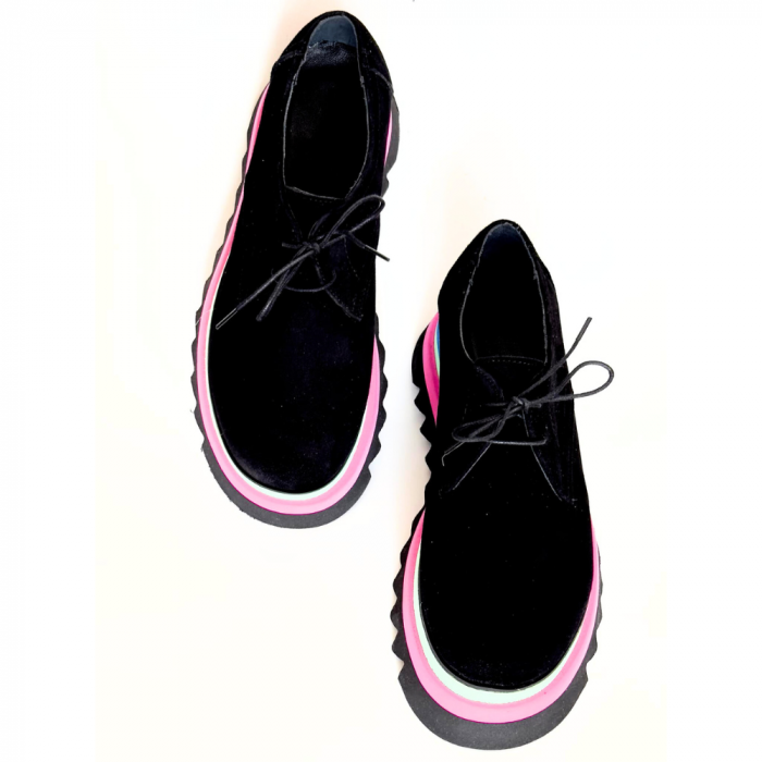 Pantofi dama din piele naturala cu platforma colorata Dany Black [4]