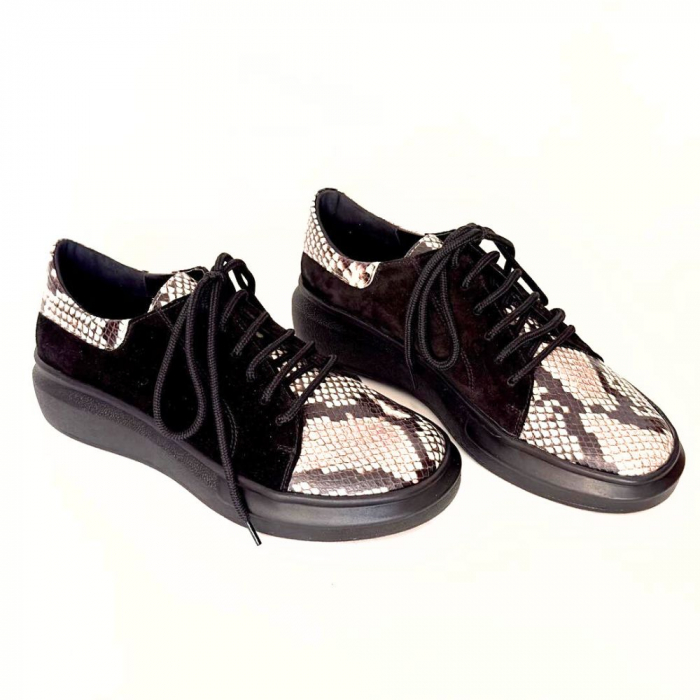 Pantofi dama din piele naturala cu talpa usoara Vale Black Snake [5]