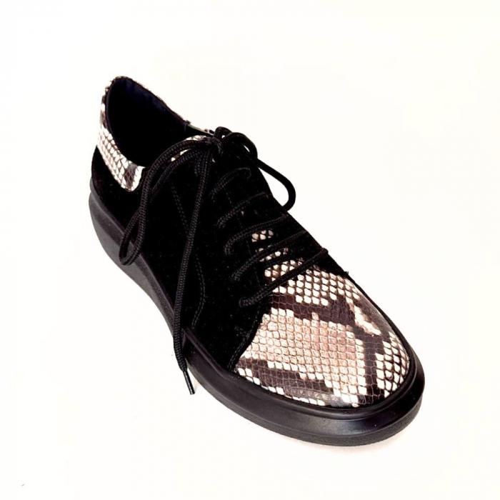 Pantofi dama din piele naturala cu talpa usoara Vale Black Snake [3]