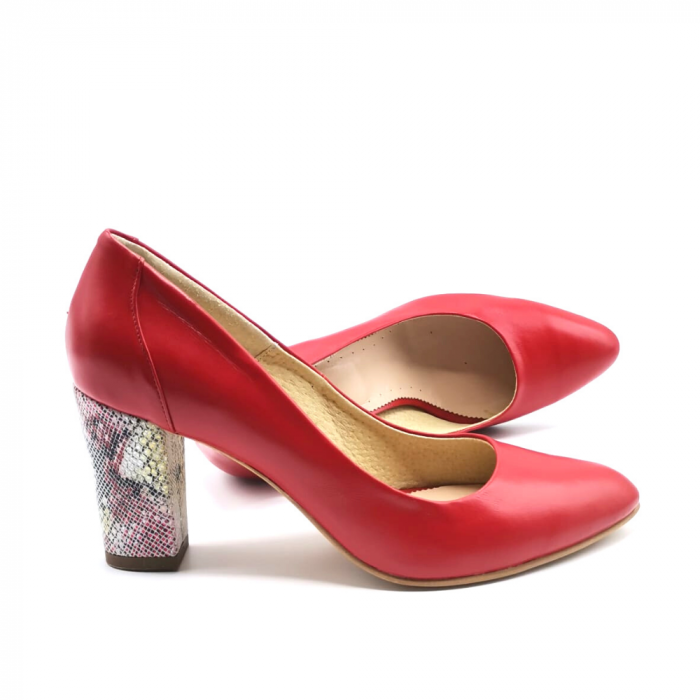 Pantofi dama din piele naturala cu toc gros Red Elia, 40 [2]