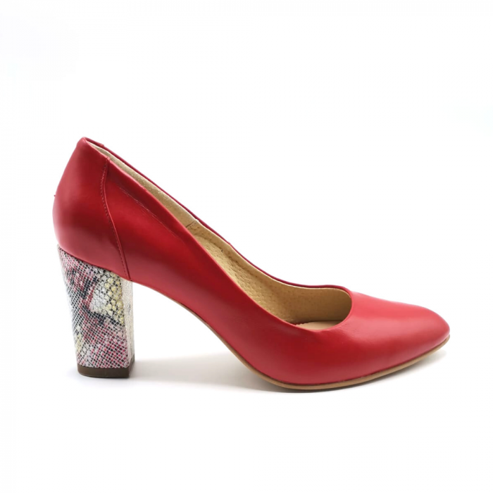Pantofi dama din piele naturala cu toc gros Red Elia, 40 [1]