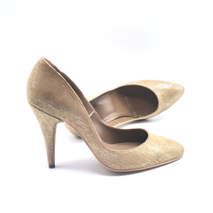 Pantofi dama din piele naturala cu toc stiletto Gold Izzy [2]