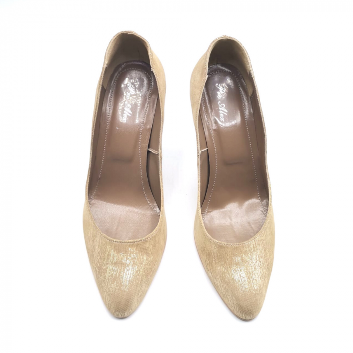 Pantofi dama din piele naturala cu toc stiletto Gold Izzy [4]