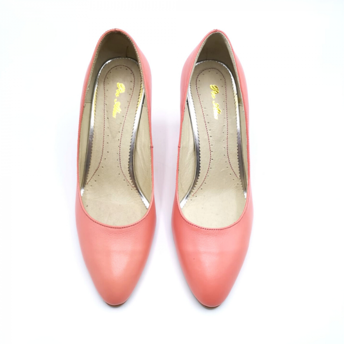 Pantofi dama din piele roz coral Lidia, 38 [3]