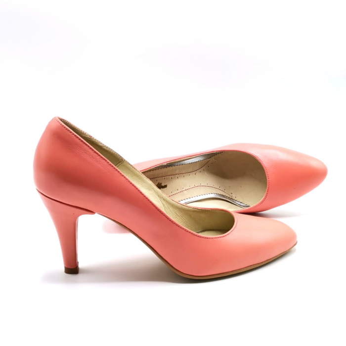 Pantofi dama din piele roz coral Lidia, 38 [2]