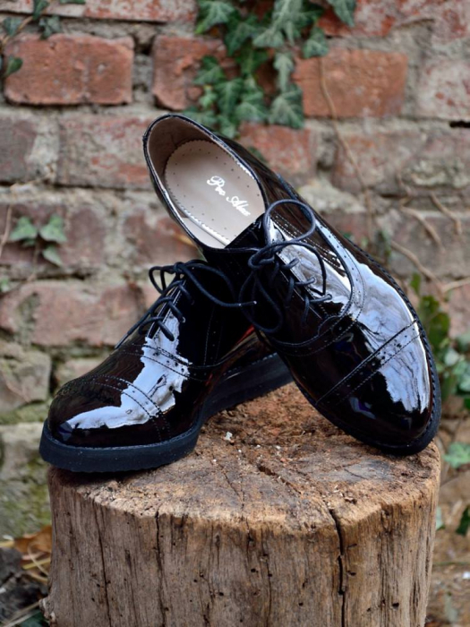 Pantofi dama oxford din piele naturala lacuita Black Hector, 34 [3]