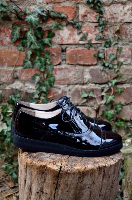 Pantofi dama oxford din piele naturala lacuita Black Hector, 34 [1]