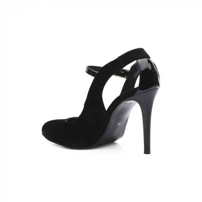 Pantofi dama stiletto din piele intoarsa negri CA07 [4]