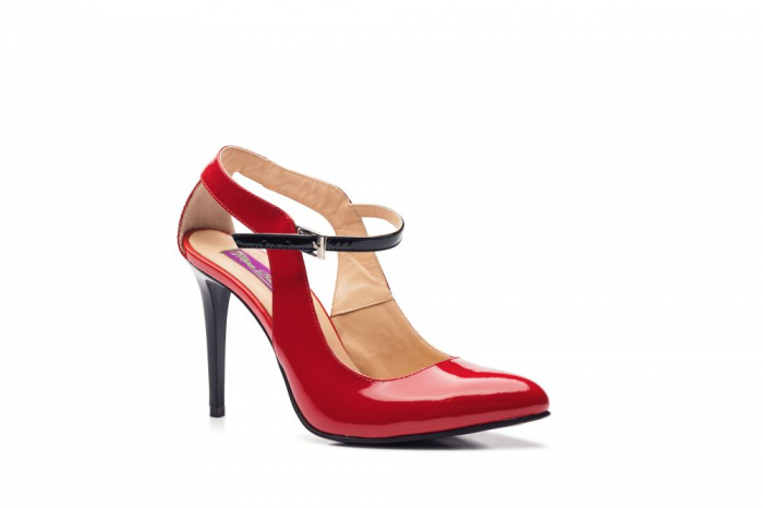 Pantofi dama stiletto din piele lacuita rosii CA07 [3]