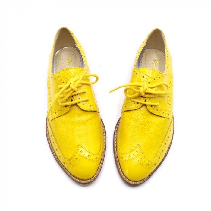 Pantofi derby din piele naturala Guia Yellow [2]