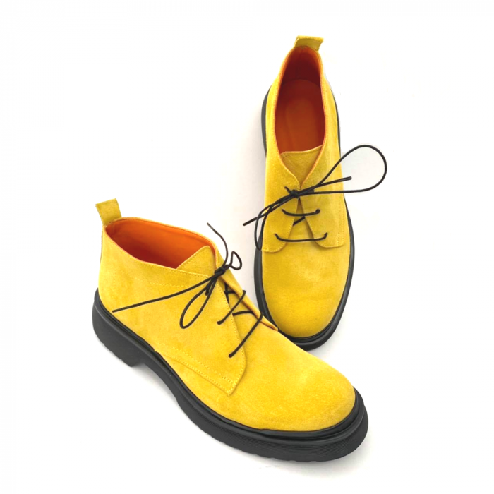 Ghete din piele intoarsa cu talpa joasa Yellow Maraj [2]