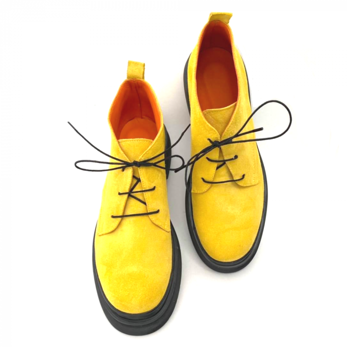Ghete din piele intoarsa cu talpa joasa Yellow Maraj [4]