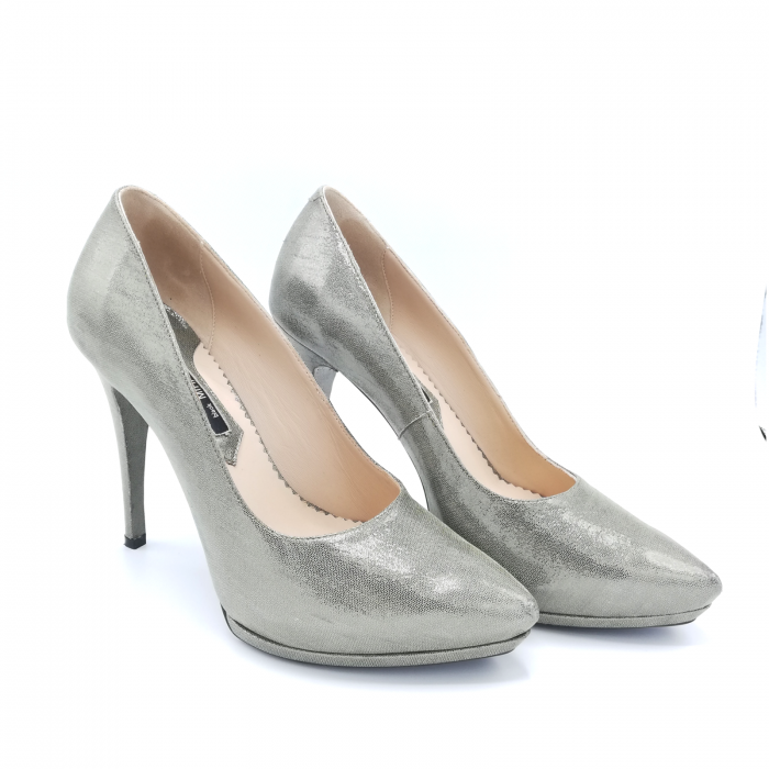Pantofi Mihai Albu din piele metalizata Grey Strap, 39 [3]