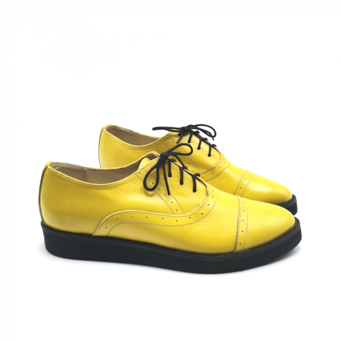 Pantofi oxford din piele naturala Hector Yellow, 38 [1]