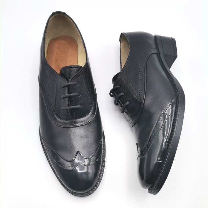 Pantofi oxford din piele naturala Ella Black Gloss [3]