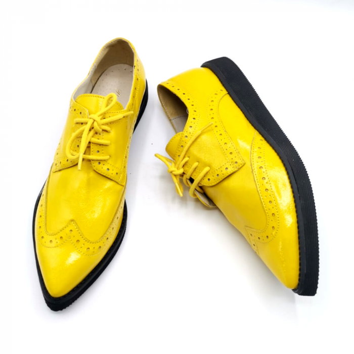 Pantofi oxford din piele naturala Guia Yellow extralight [2]