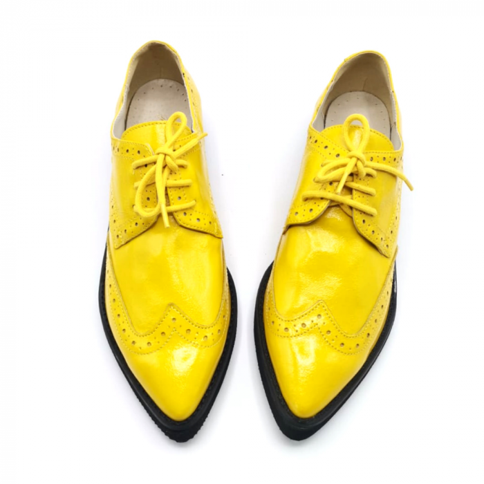 Pantofi oxford din piele naturala Guia Yellow extralight [4]