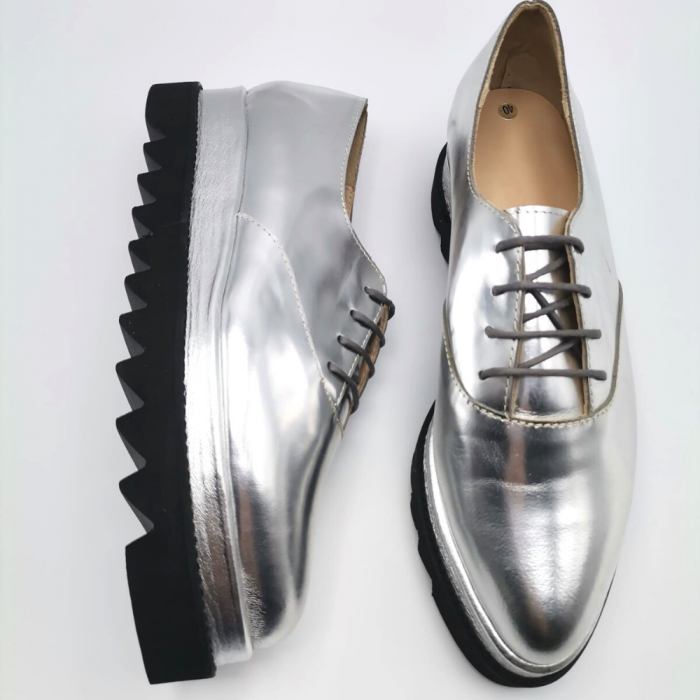 Pantofi oxford din piele naturala Silver Flatform [1]