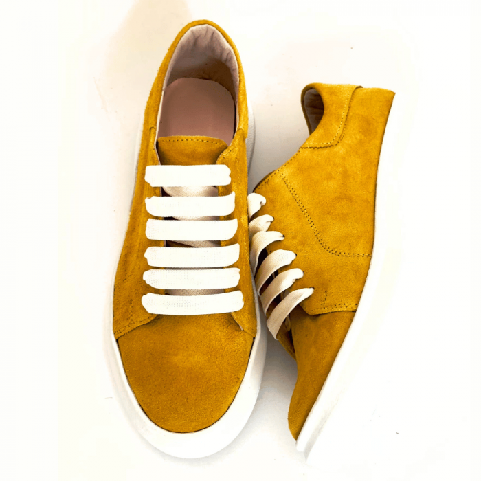 Pantofi sport dama din piele intoarsa cu talpa usoara Vale Yellow [5]