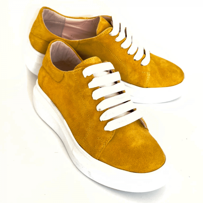 Pantofi sport dama din piele intoarsa cu talpa usoara Vale Yellow [3]