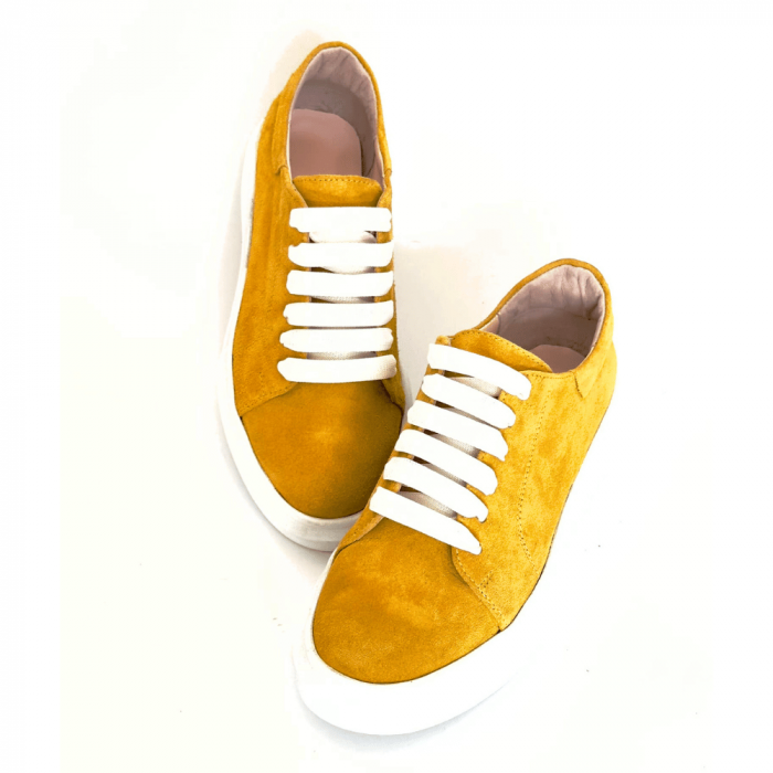 Pantofi sport dama din piele intoarsa cu talpa usoara Vale Yellow [4]