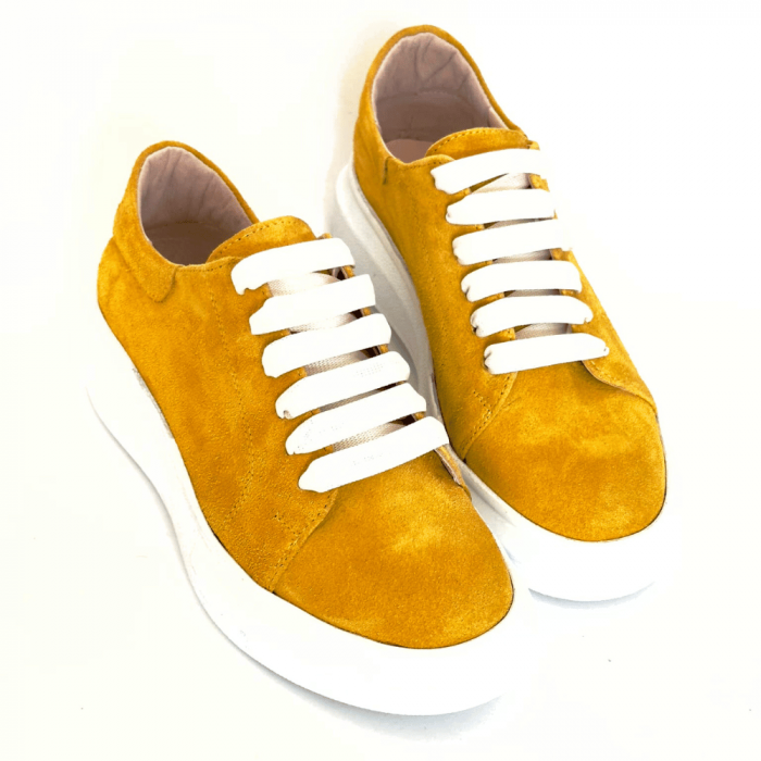 Pantofi sport dama din piele intoarsa cu talpa usoara Vale Yellow [2]
